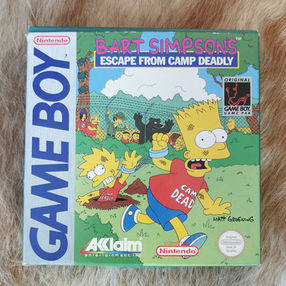 Bart Simpson's Escape from Camp Deadly for Game Boy, Acclaim 1991, Bart in the camp forest
