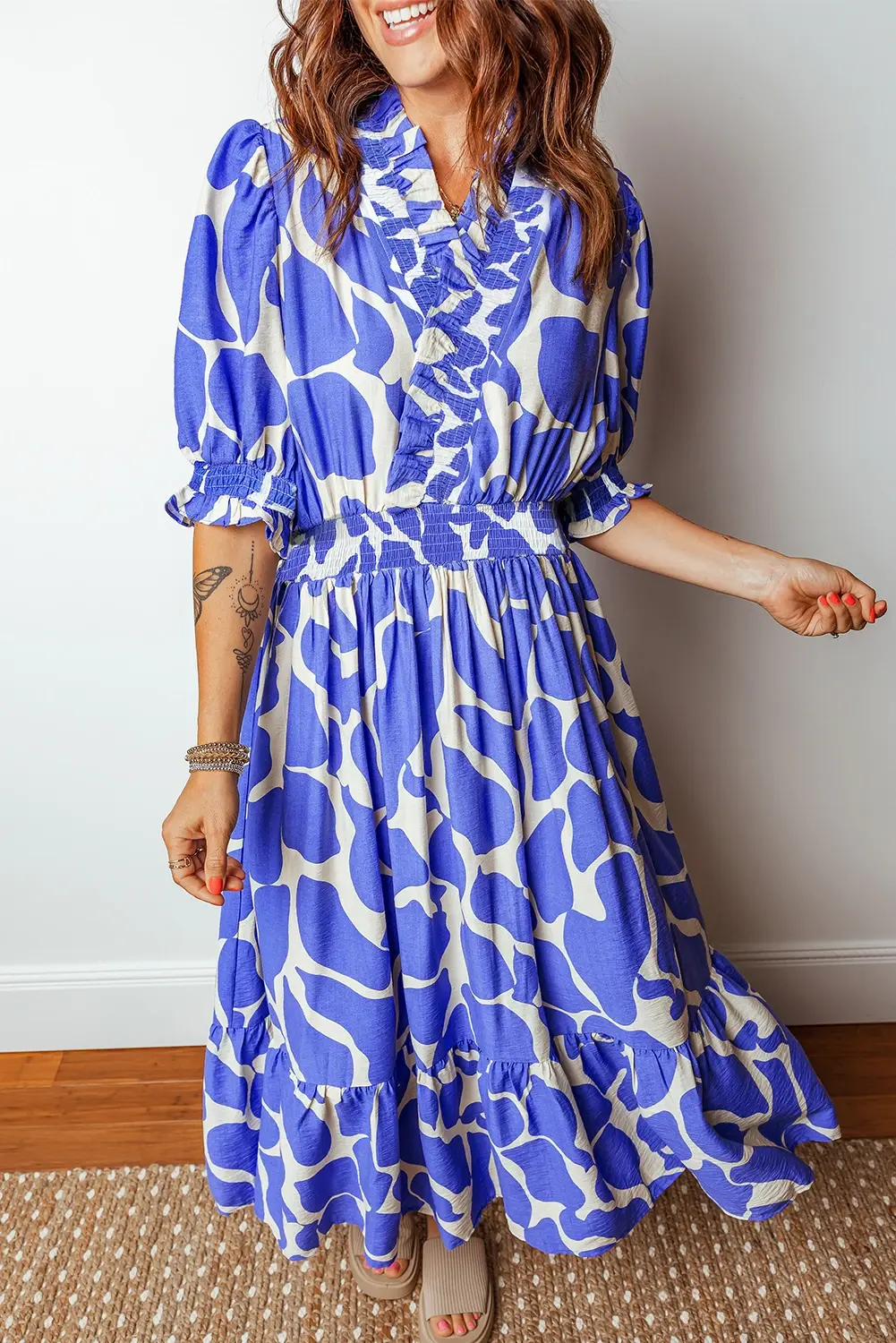 Blue Abstract Maxi Dress
