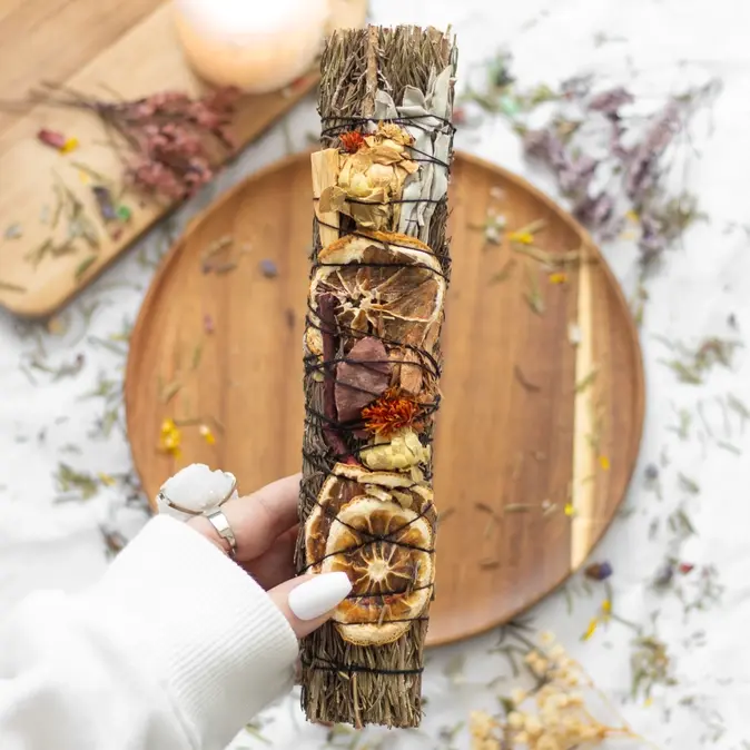 Rosemary, Palo Santo & Red Jasper Smudge Stick