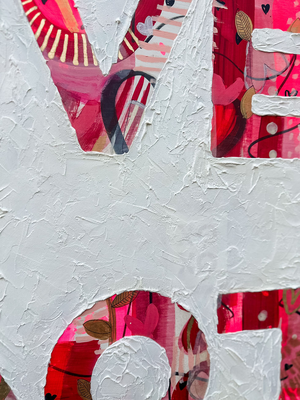 Thumbnail: Love Bomb original mixed media detail