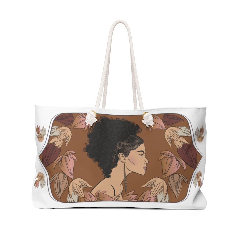 Woman With Curly Ponytail Weekender Bag