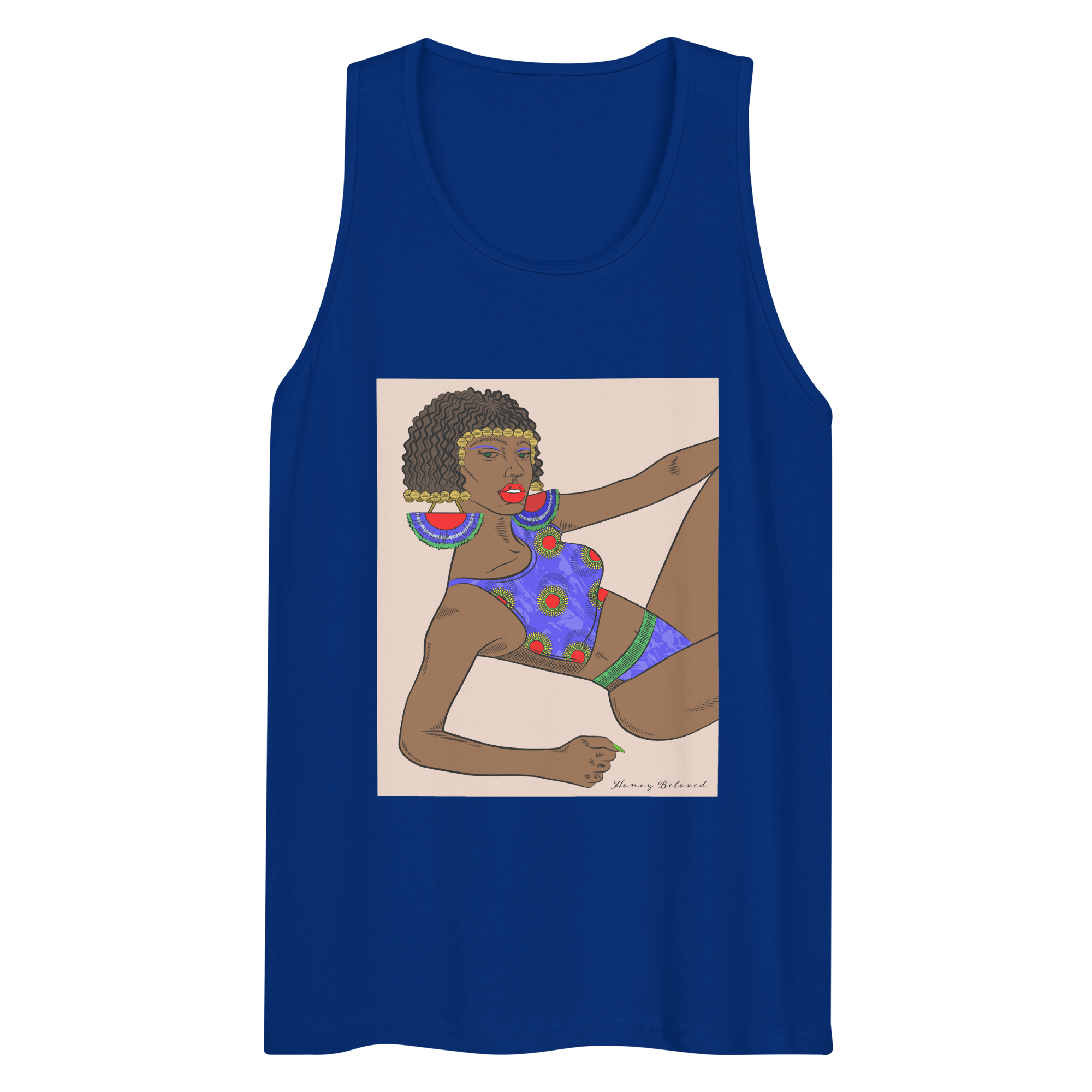Bikini Model Beads Brown Unisex premium tank top