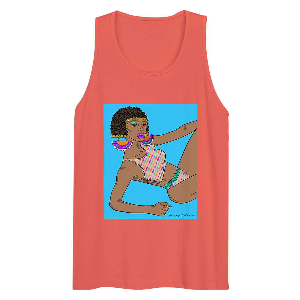 Thumbnail: Bikini Model Beads Tan Unisex premium tank top