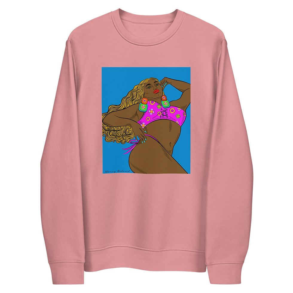 Thumbnail: Bikini Model Wavy Hair Brown Unisex eco sweatshirt