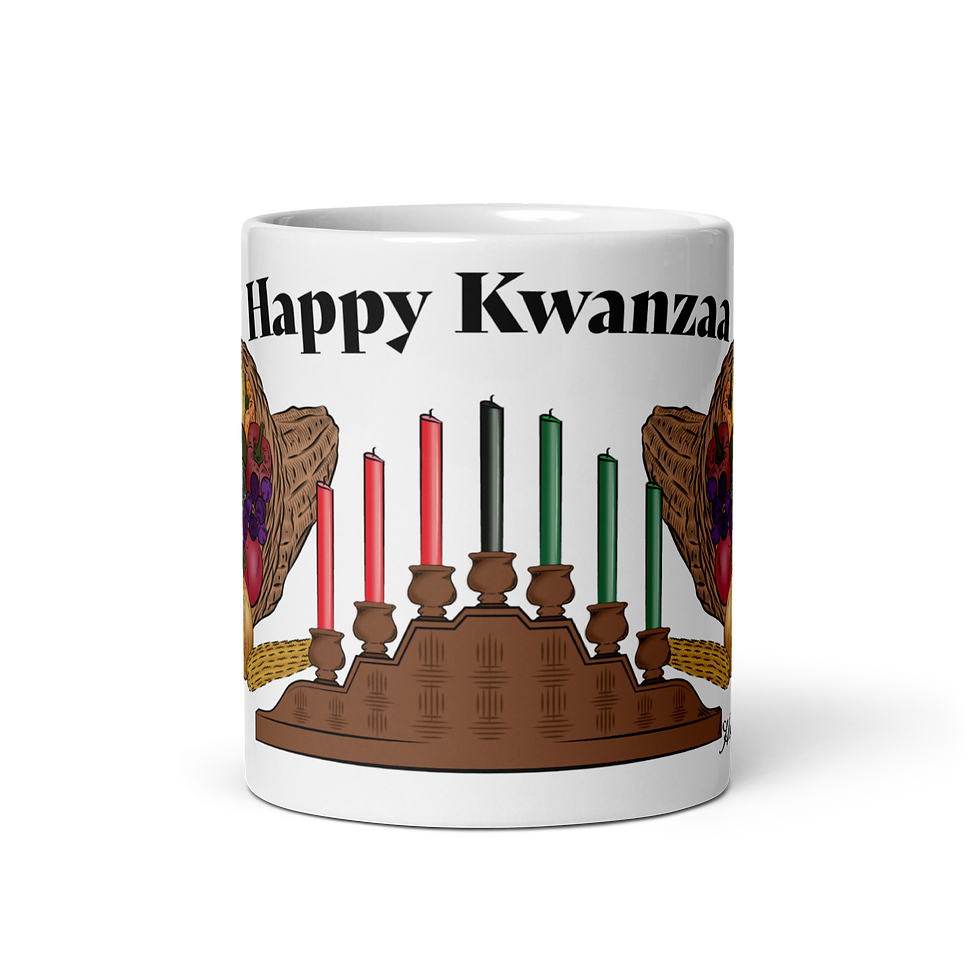 Thumbnail: Kwanzaa Horn and Kinara White glossy mug