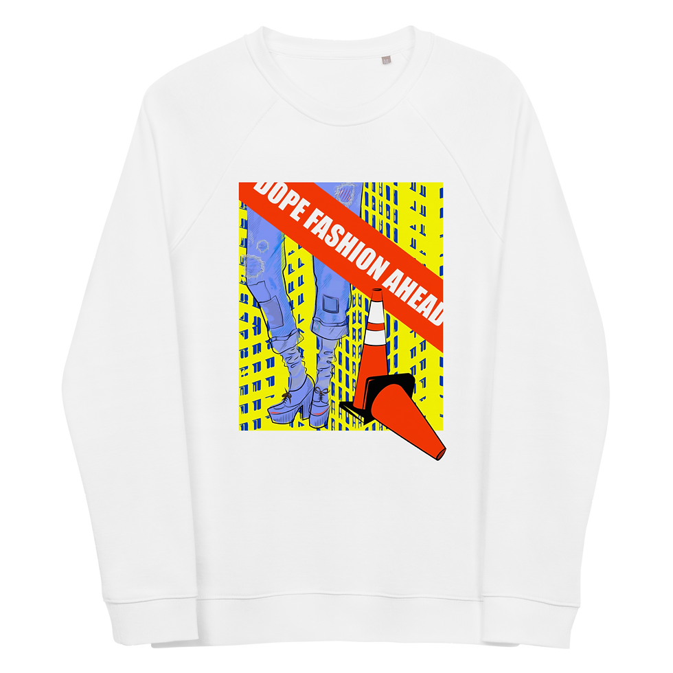 Thumbnail: Rolled Jeans Dope Fashion Ahead Unisex organic raglan sweatshirt