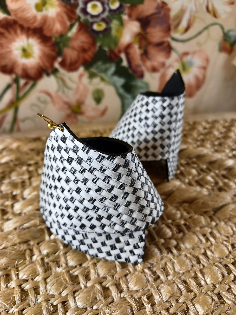 Thumbnail: Black White Basket Weave Cylinder Drops