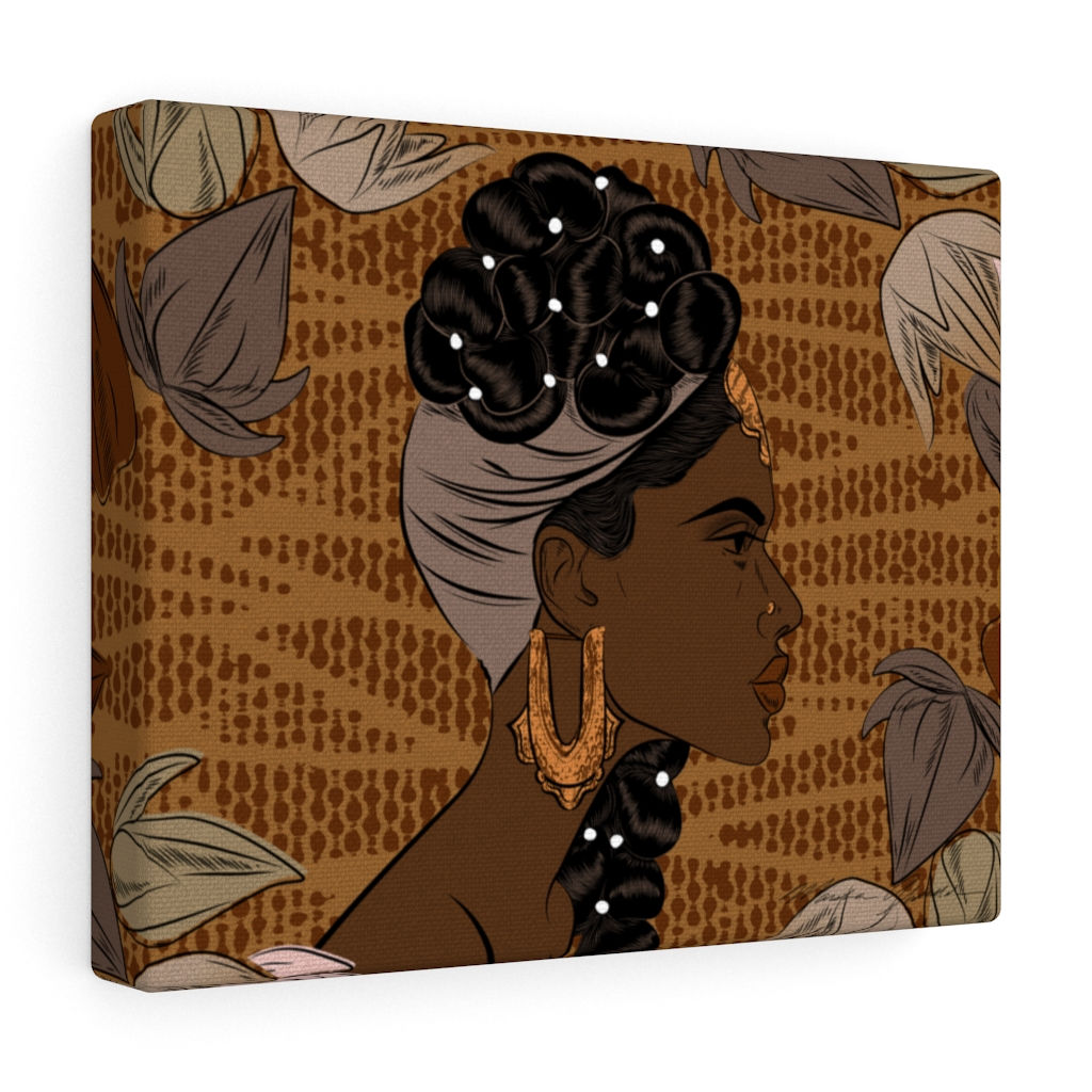 Woman With Braids and Pearls Canvas Gallery Wraps