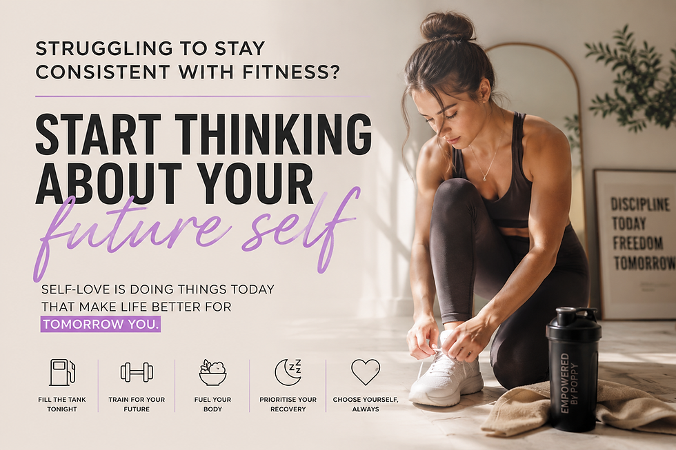 Woman preparing to exercise, representing staying consistent with fitness and making healthy choices for your future self.