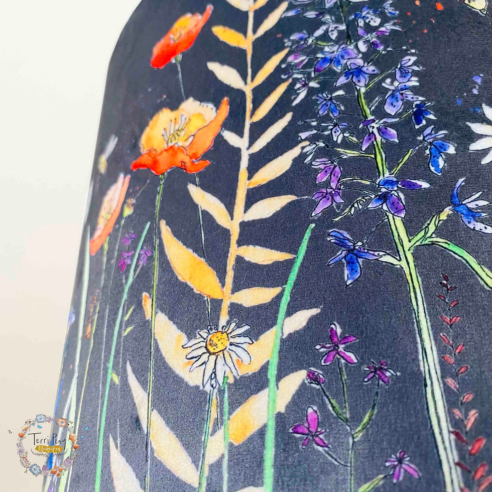 Thumbnail: 'Dan's Wild Flowers' - Soft Velvet & Gold Lampshade
