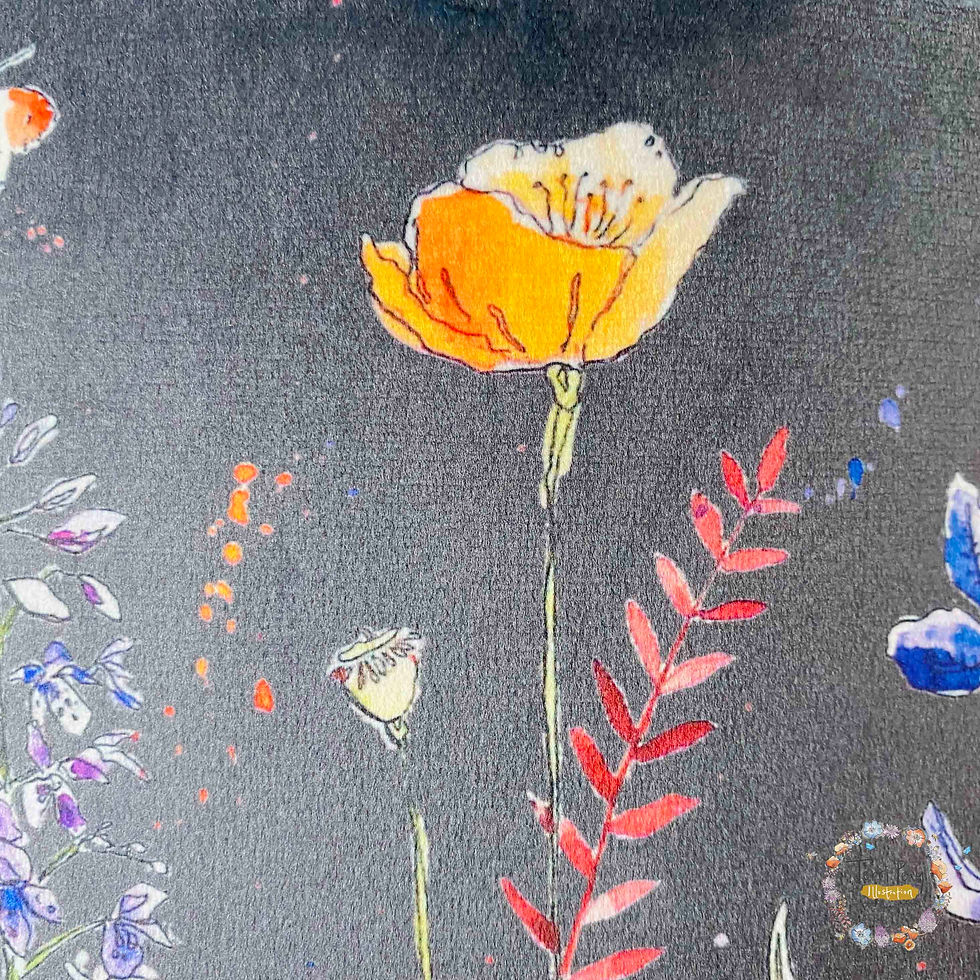 Thumbnail: 'Dan's Wild Flowers' - Soft Velvet & Gold Lampshade