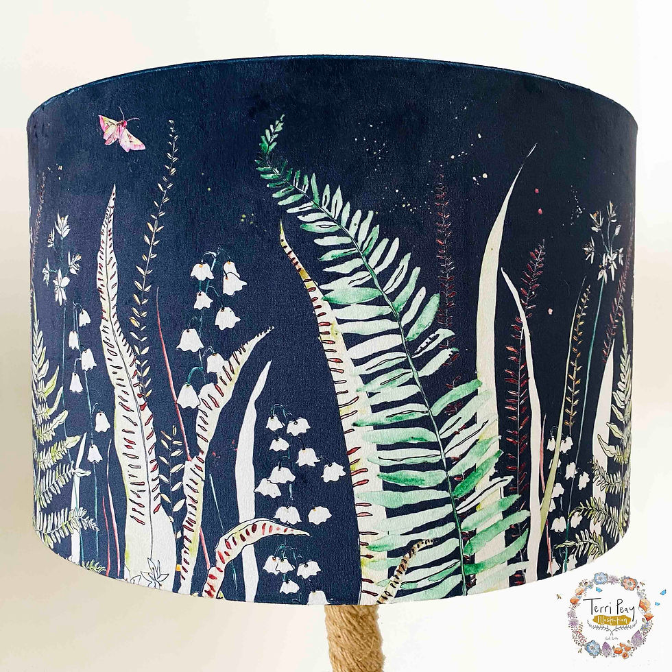 'Wild Woodland' - Soft Velvet & Gold Lampshade