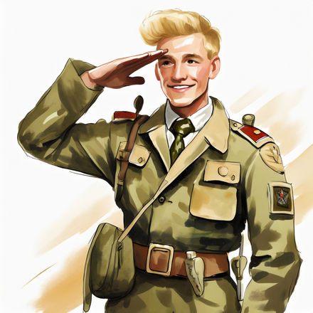 Firefly illustration of a soviet soldier saluting