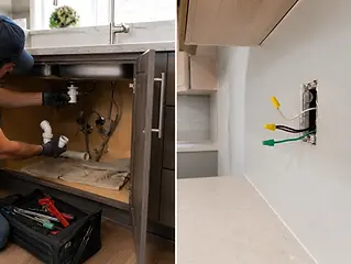 Plumbing and electrical coordination for services connected to an ARK Kitchen project.