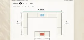 Kitchen layout and approximate size