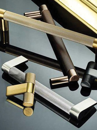 Kitchen cabinet handles and Gola aluminium opening systems in different finishes