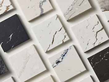 Engineered stone and sintered stone benchtop samples