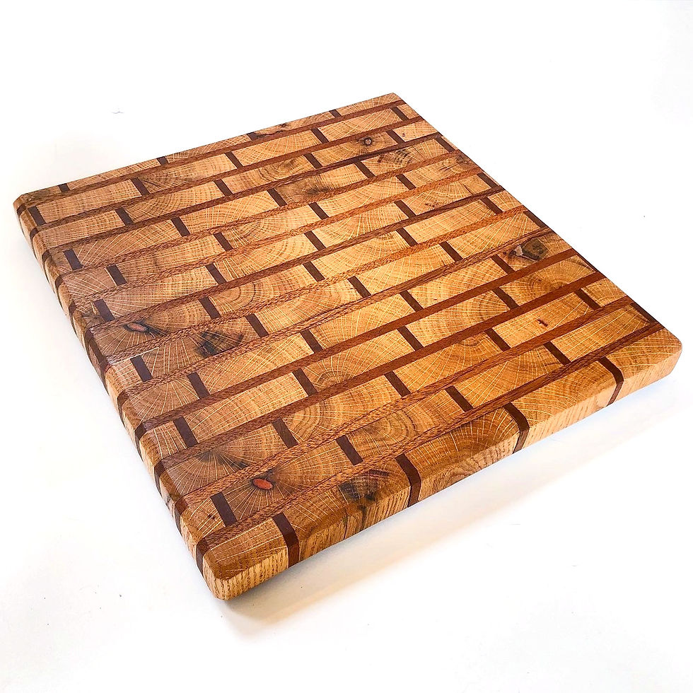 White Oak and Mahogany End Grain Cutting Board