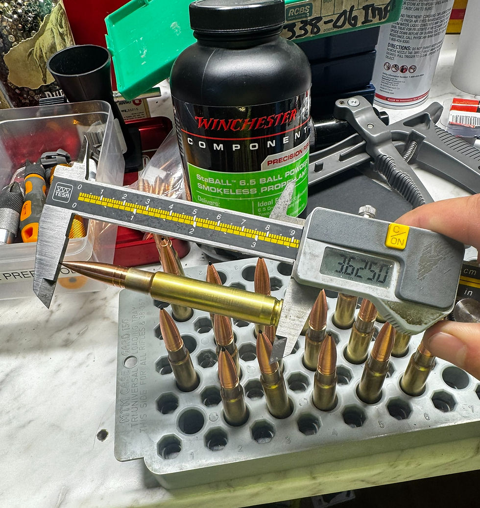 Loading 338-06AI with 225gr Copper Rose .0020 off lands.