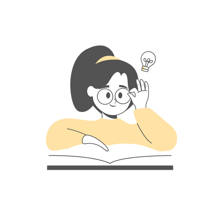 Desenho menina estudando