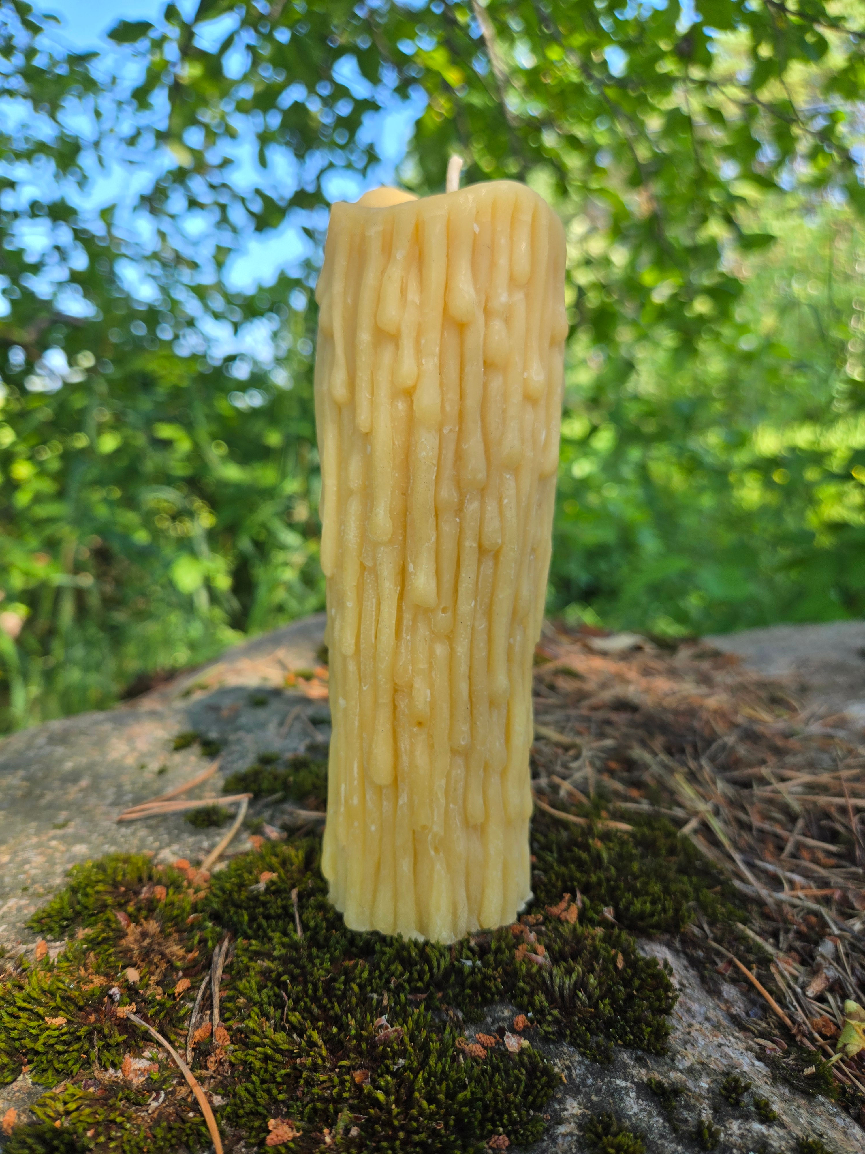 Dripping Beeswax Pillar Candle