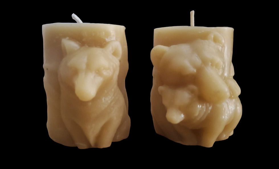 Thumbnail: Wolf Scene Pillar Candle – Beeswax | 3" H x 2" D