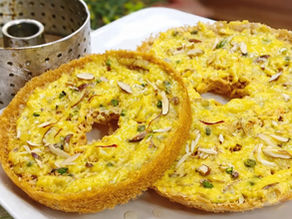 Malai ghevar recipe without mould crispy rajasthani sweet with rabri and dry fruits