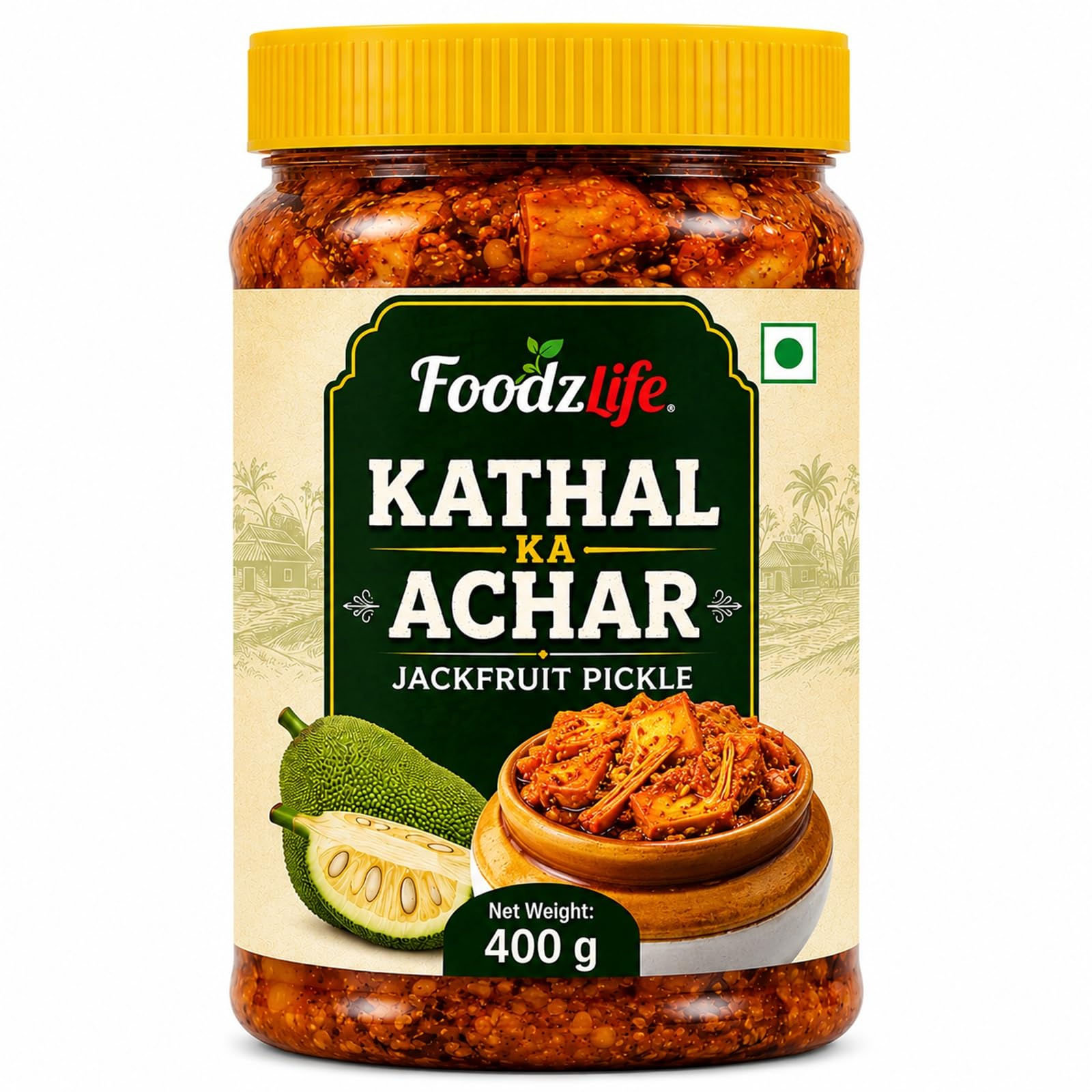 FoodzLife Kathal Ka Achar (Jackfruit Pickle) 400g | Homemade Traditional Indian