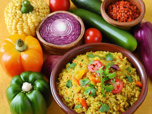 A bowl of multigrain khichdi for babies with visible grains, garnished with ghee and served with a spoon. Healthy one-pot meal with 5 cereals and hidden veggies for 1+ year olds