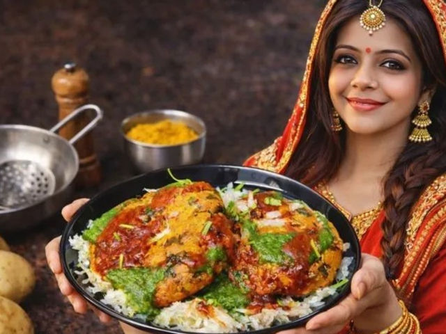 Punjabi street food Sharle made with crispy aloo patties, served with green chutney and tamarind sauce, traditional Punjabi style recipe by FoodzLife