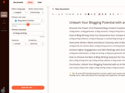 BRACAI AI tool list, showing Rytr a great content tool