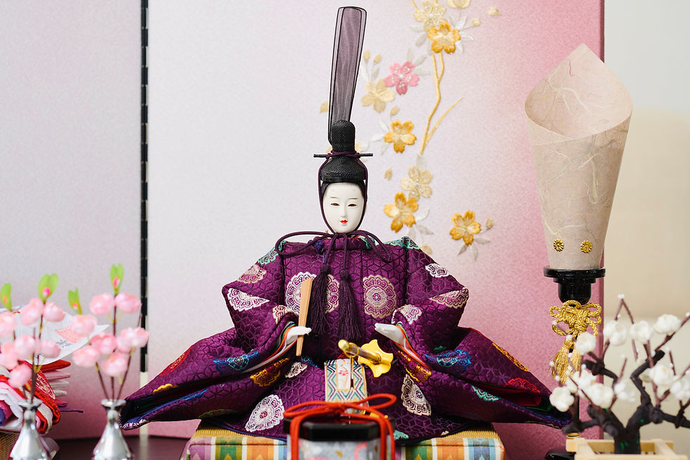 Thumbnail: 正絹西陣織　桜刺繍紫ぼかし　ひな人形
