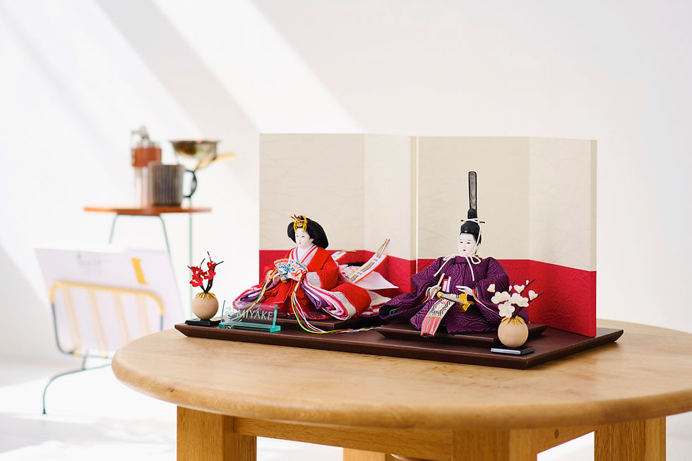 「ASAGIRI」有職西陣織雲立涌古代紫　21-C　コンパクトひな人形