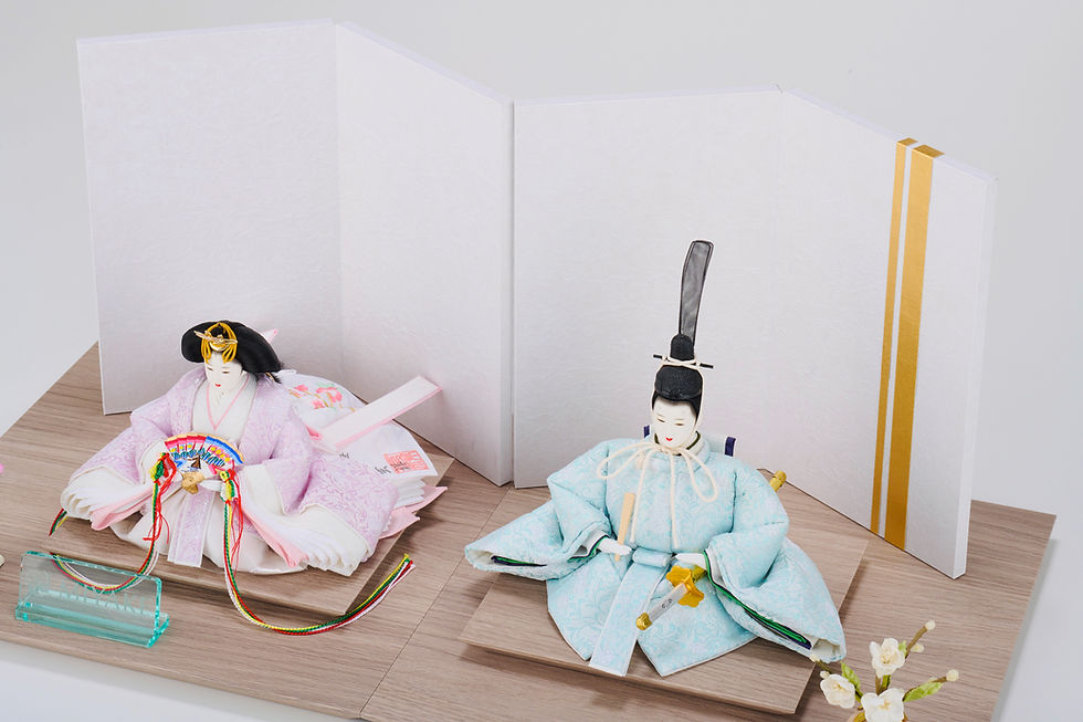 Thumbnail: 「ASAGIRI」有職唐花紋様　青・紫　23-D　コンパクトひな人形