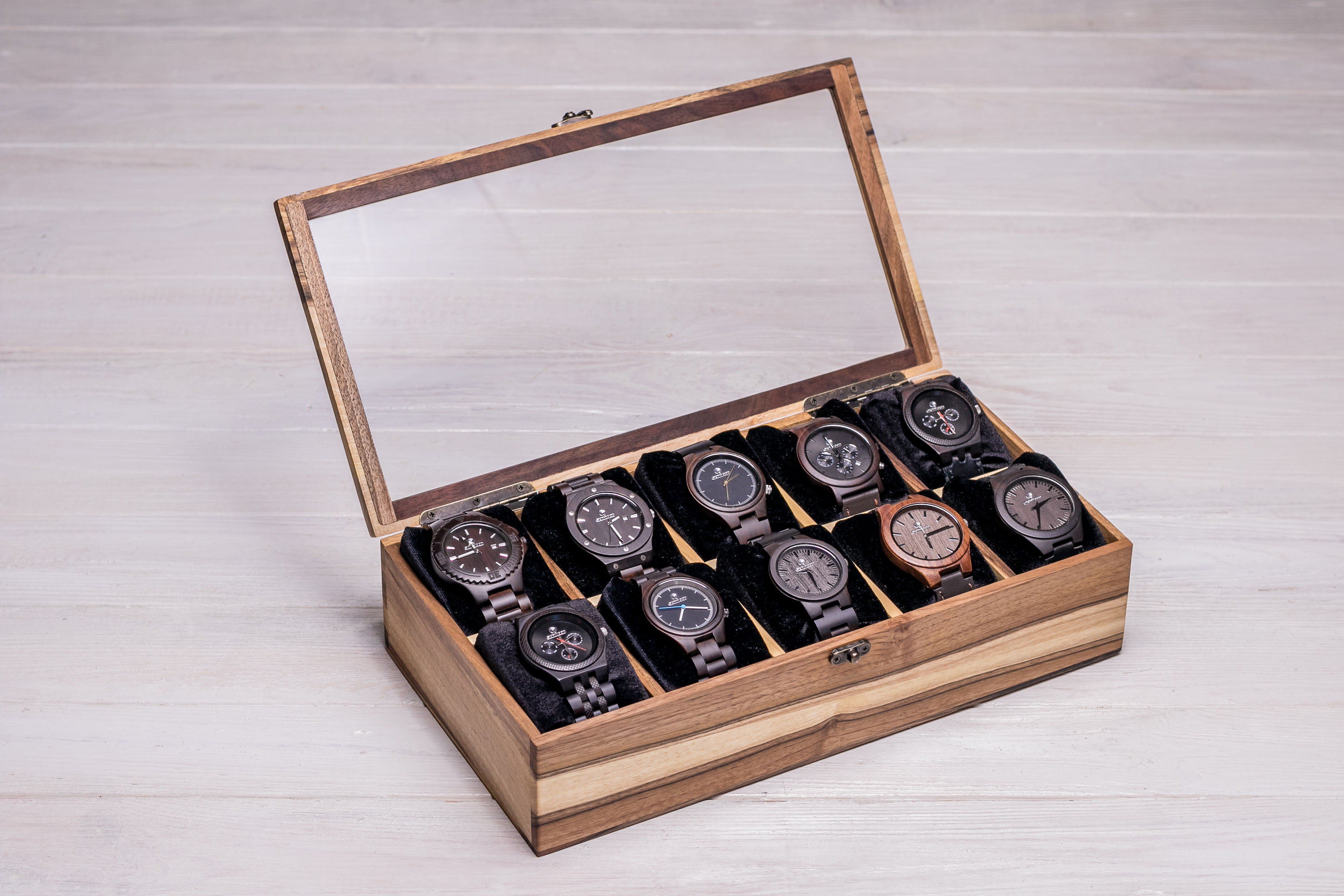 Коробочка для годинників зі скляною кришкою 10