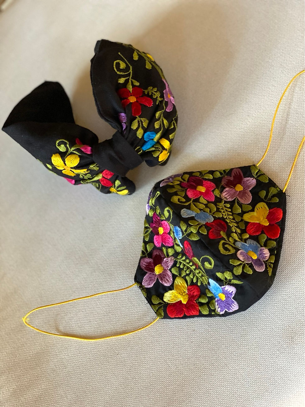 Thumbnail: Black Garden Embroidered Headband 