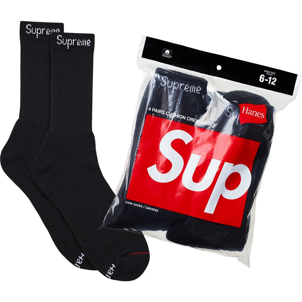 Black supreme socks (4 pack)