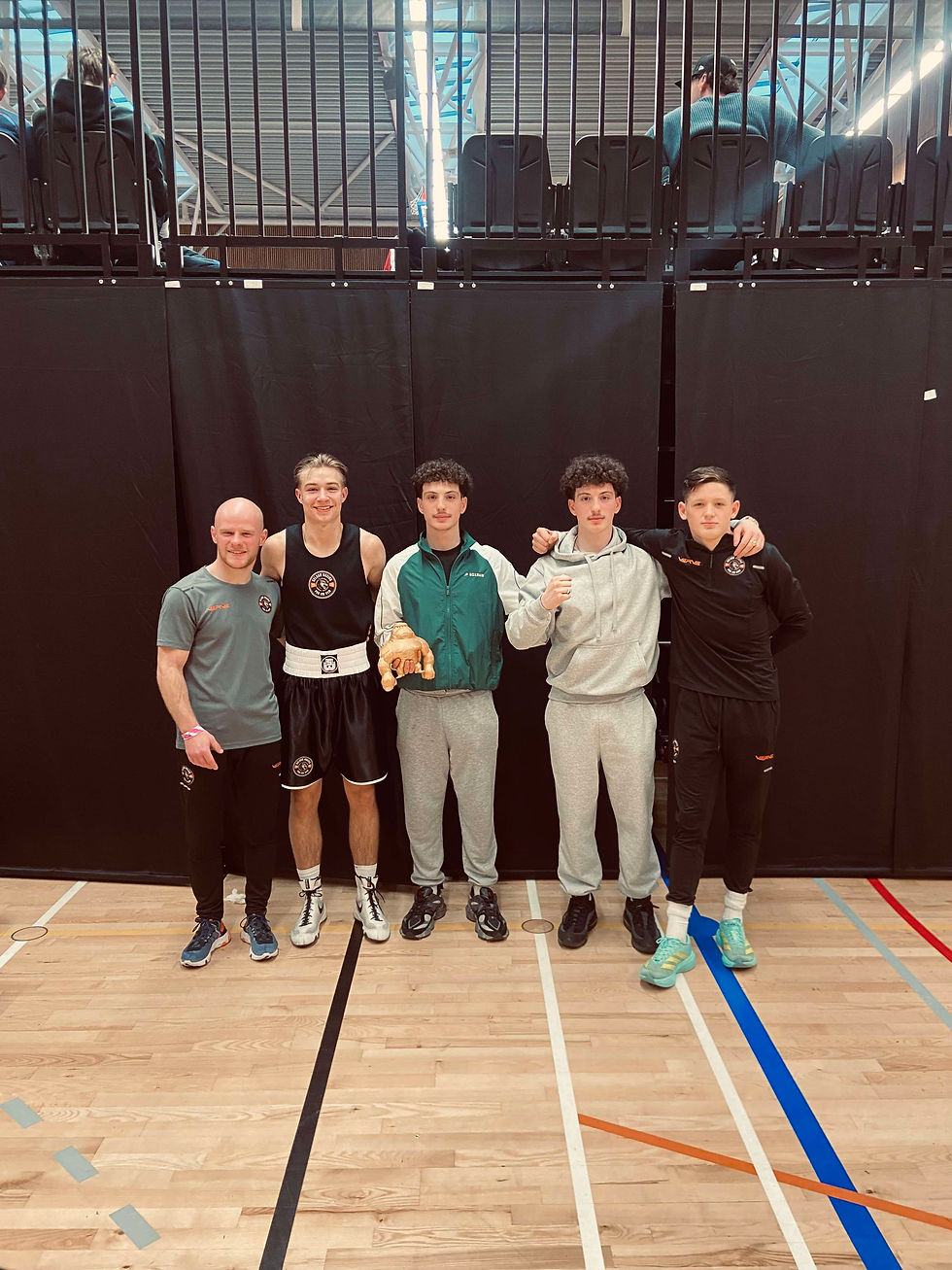 Left to right: Coach Mitch, Boxer Tom, Team mates: Dlovan, Arivan, & Connor