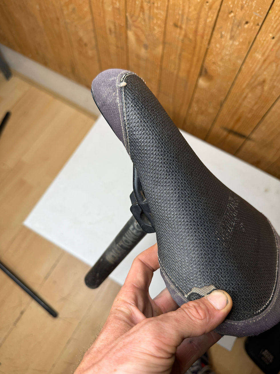 Thumbnail: Demolition Mid School Railed BMX Seat & Demolition Chromoly Seatpost Combo