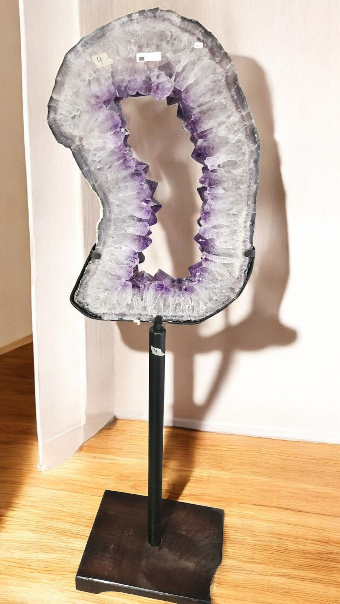 Amethyst PORTAL GEODE SLICE on stand