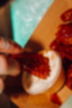 Sweet and sticky Goujon’s with a chipotle mayo side