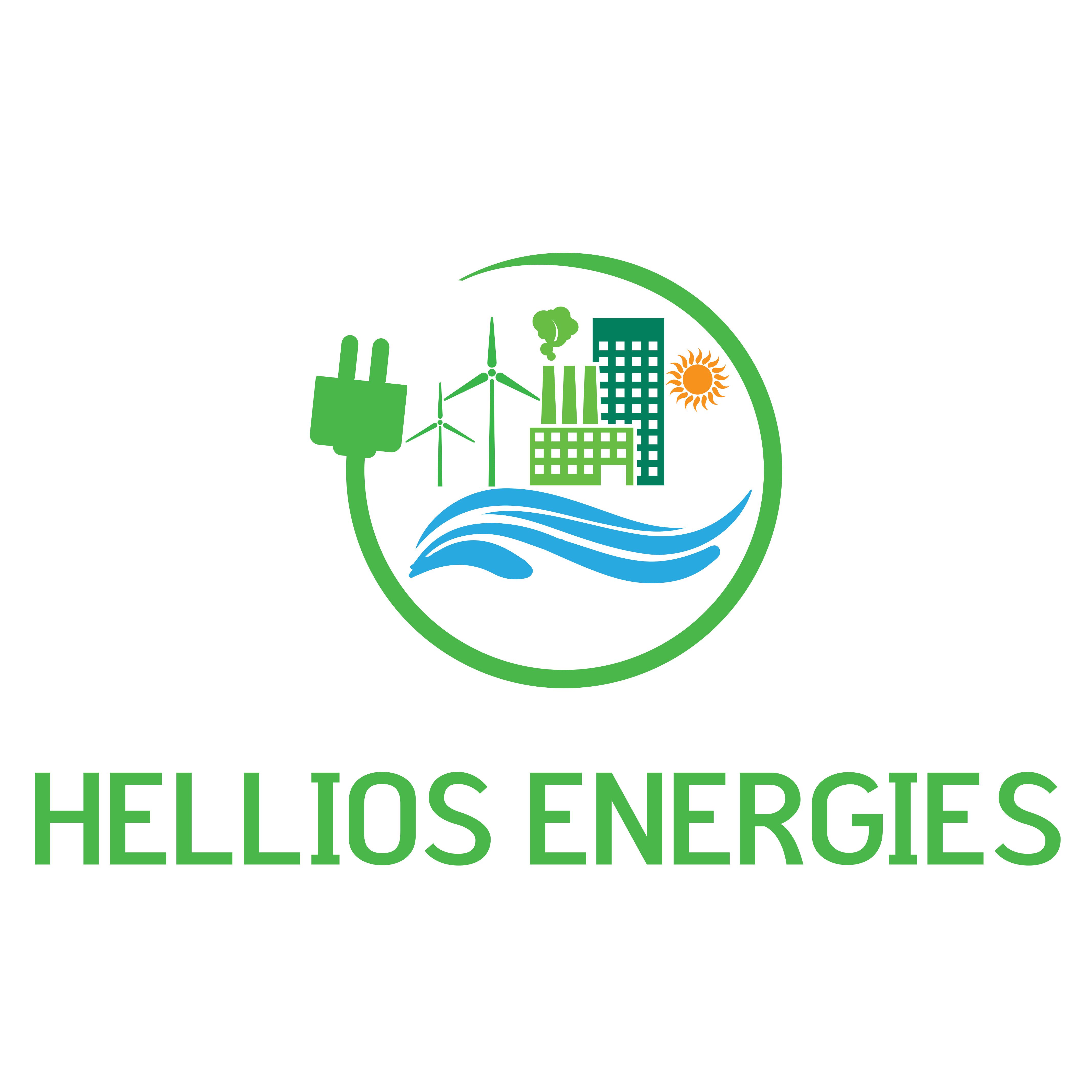Logo Hellios Energies : énergie verte, éolienne, solaire, hydraulique.