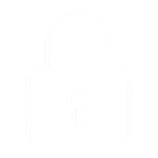 Icône de cadenas déverrouillé blanc sur fond noir, symbole de sécurité SPICA.