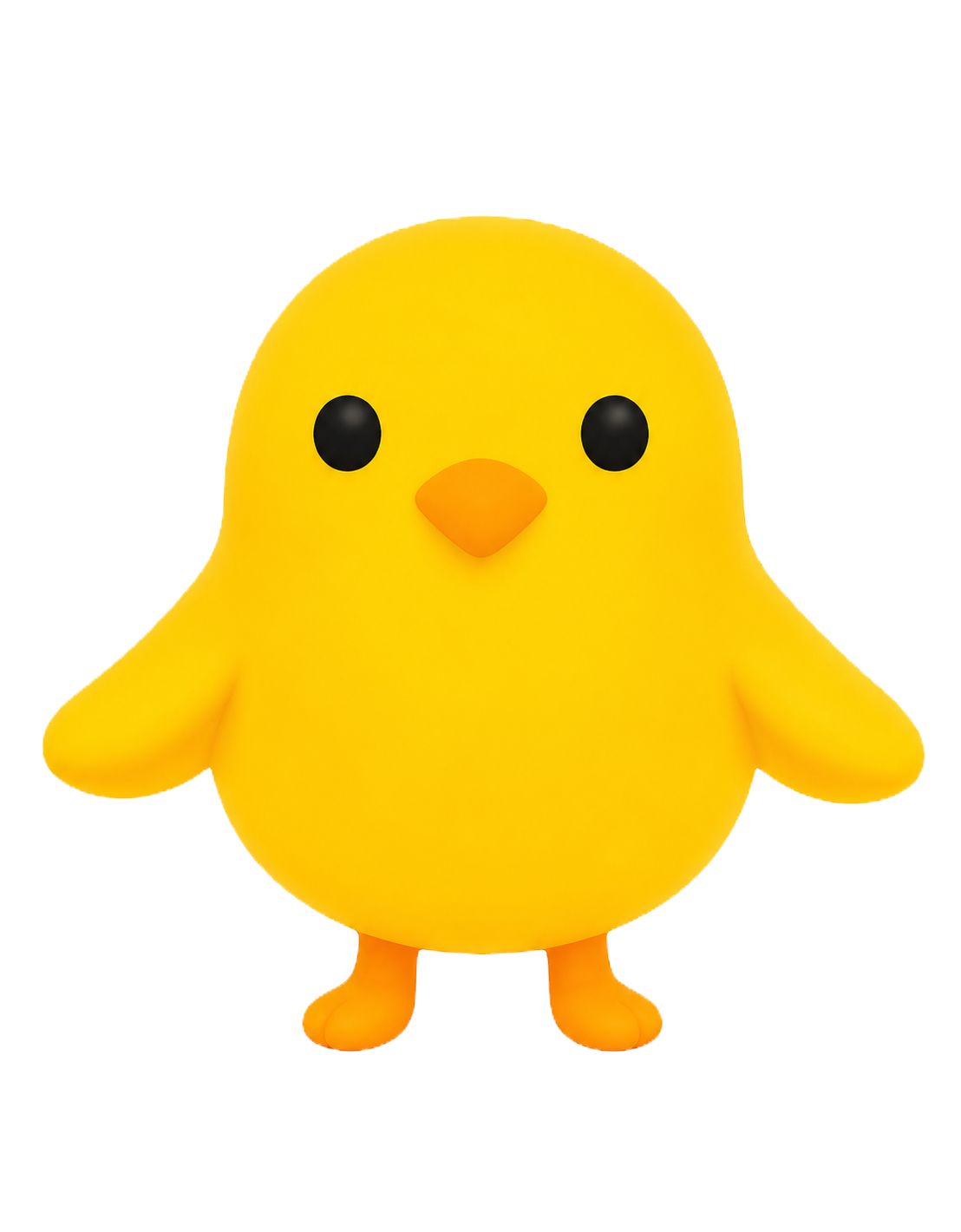 Mascotte poussin jaune de l'histoire Piou Piou Market.