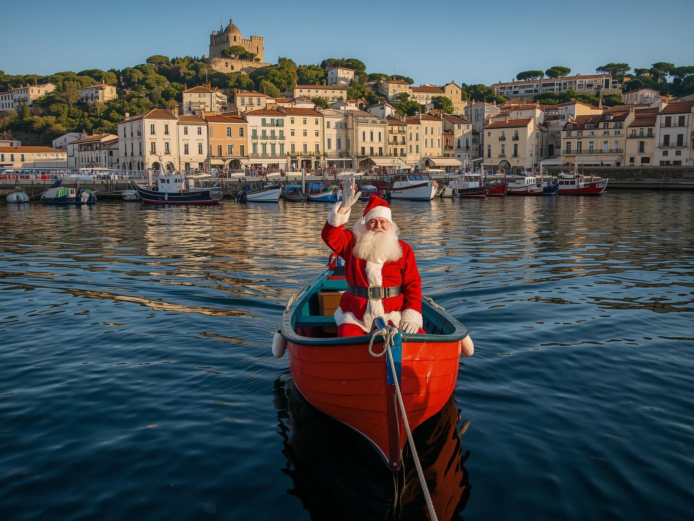 Arrivée du père noel dans une llagut dans le port de Port-Vendres.jpg