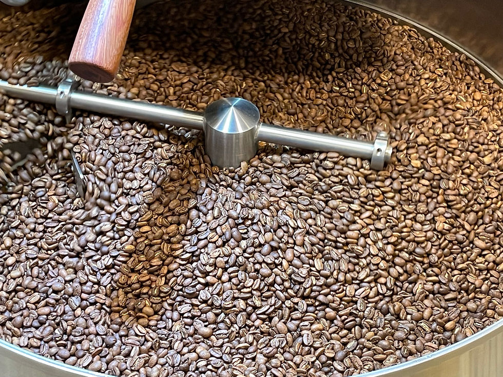 Torréfaction de café bio à Toulouse dans un torréfacteur.