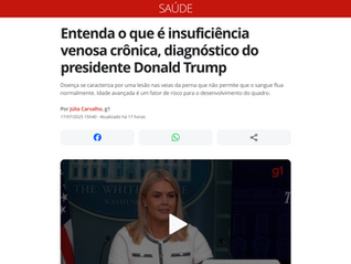 Entenda o que é insuficiência venosa crônica, diagnóstico do presidente Donald Trump
