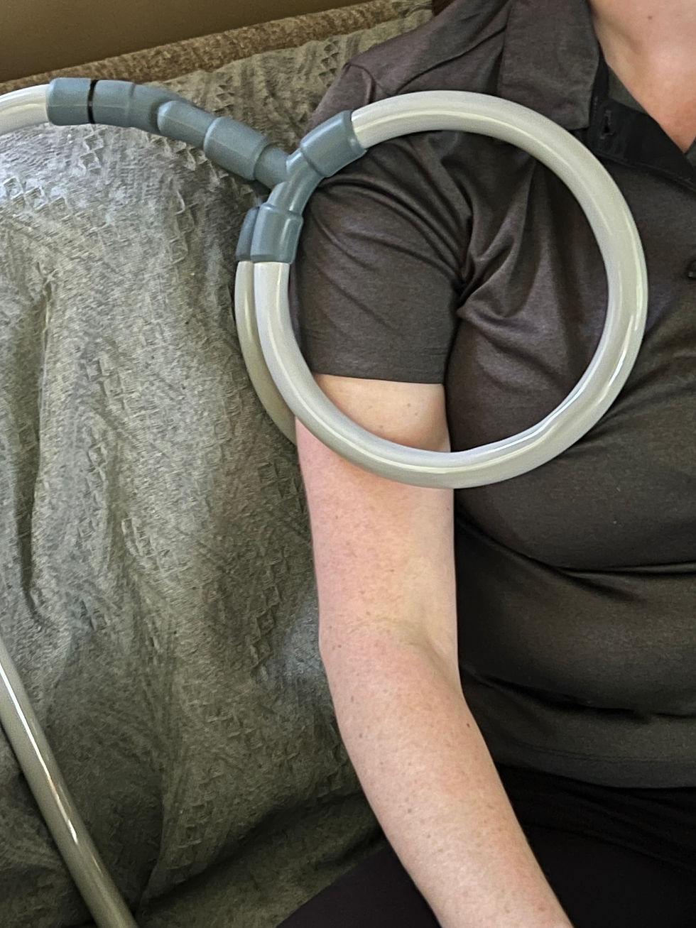 Shoulder being treated with PEMF therapy