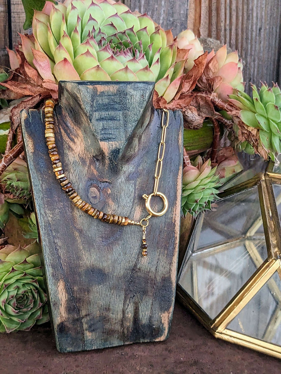 Collier / Bracelet MOON • Oeil de tigre