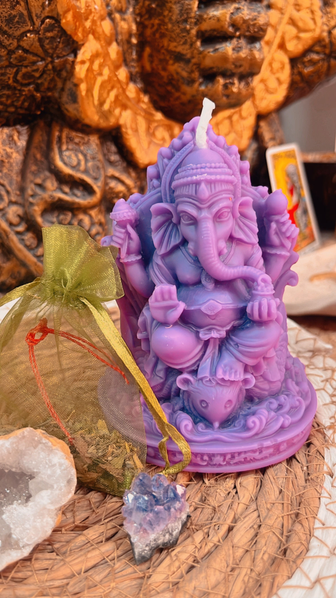 Vela miel Ganesha lila+ Amuleto